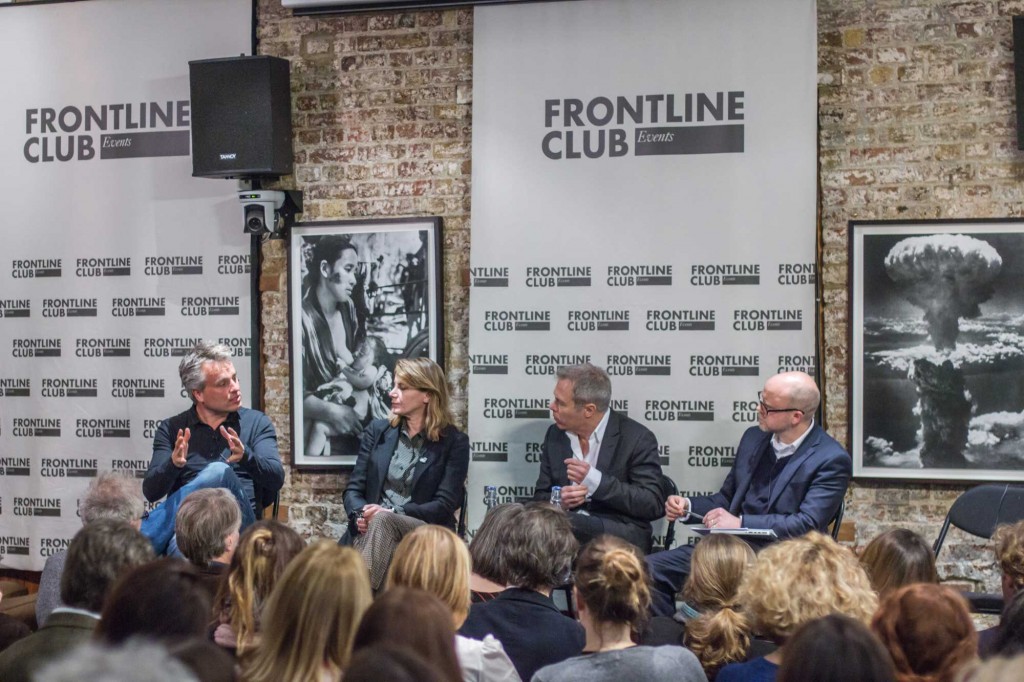 Joris Luyendijk, Annalisa Piras, Gavin Hewitt and Toby Young at the Frontline Club
